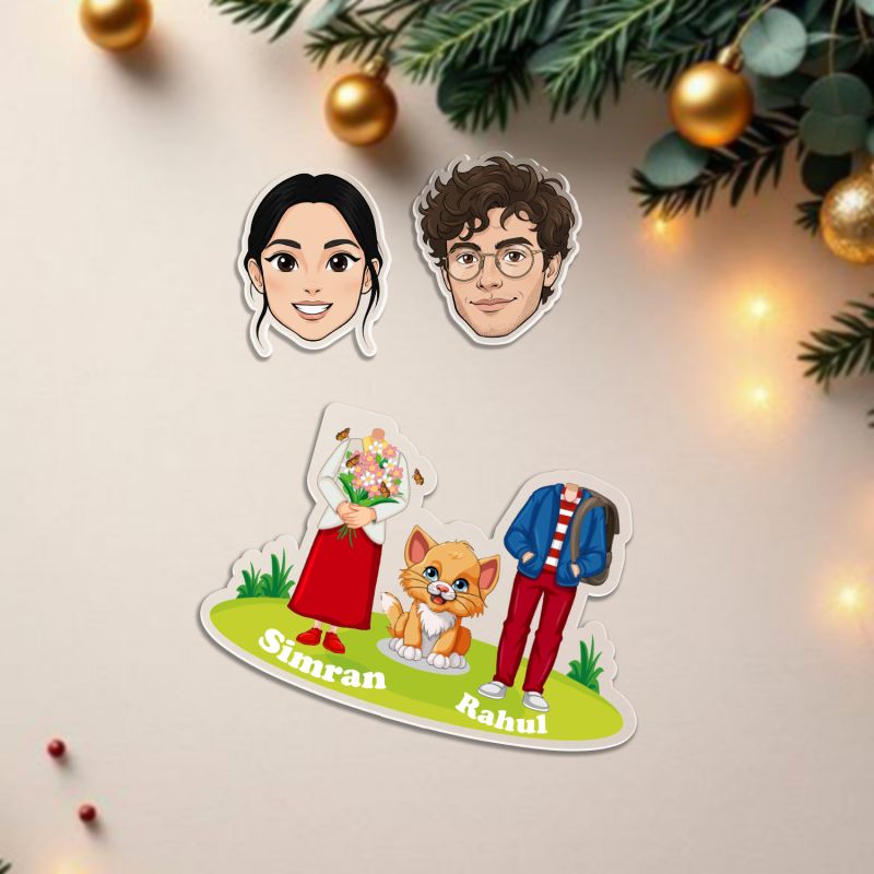 Personalized Couple Bobblehead Caricature Gift for Husband, Wife, Girlfriend, Boyfriend & Friends Solar Powered Moving Head Couple Gift for Birthday (Couple with Cute Pet)